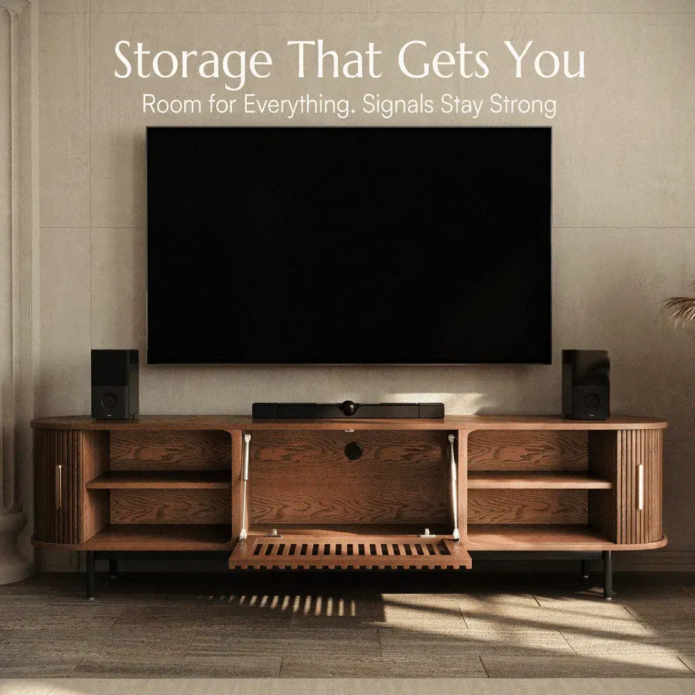 Wood TV Stand | Media Console Cabinet — Mid-Century Living Room