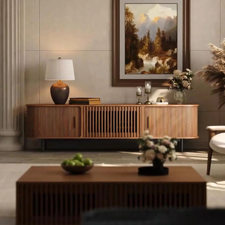 Wood TV Stand | Media Console Cabinet — Mid-Century Living Room