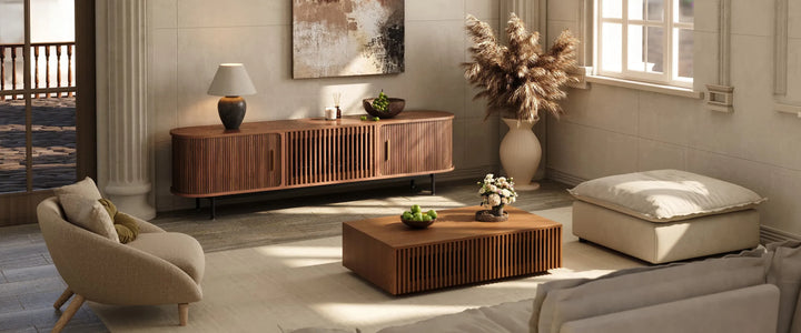 Wood TV Stand | Media Console Cabinet — Mid-Century Living Room