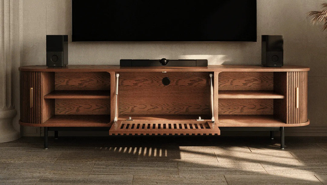 Wood TV Stand | Media Console Cabinet — Mid-Century Living Room