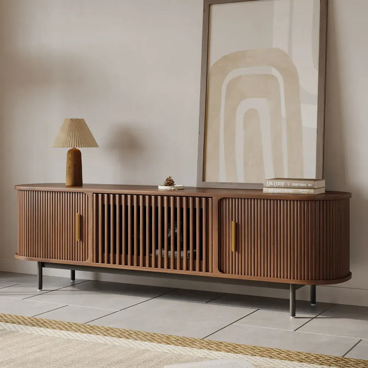 Wood TV Stand | Media Console Cabinet — Mid-Century Living Room