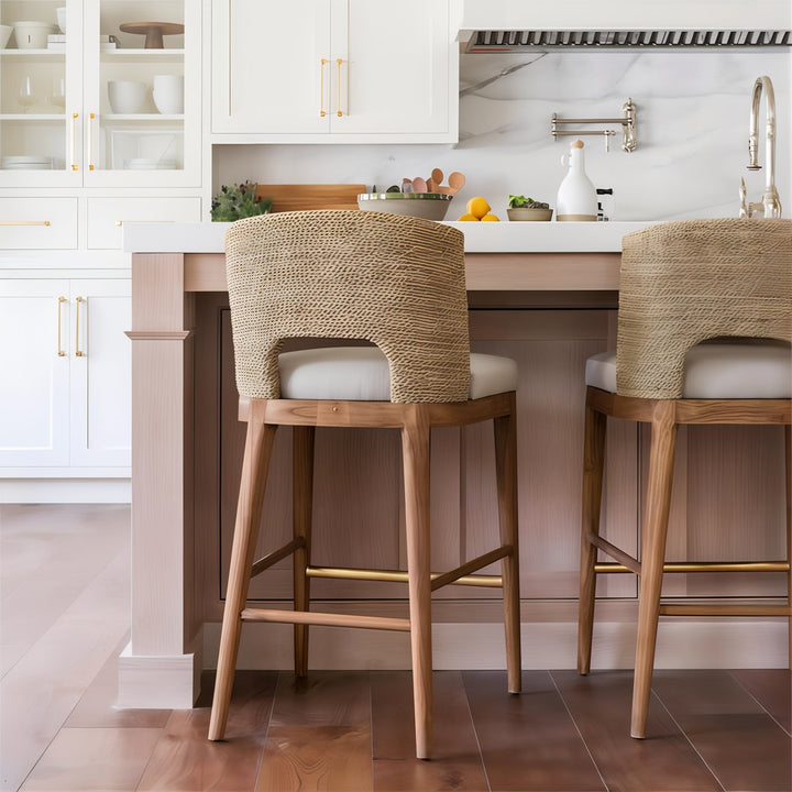Wooden Bar Stools - Bar Stools For Kitchen Island in elegant kitchen setting with a modern design.