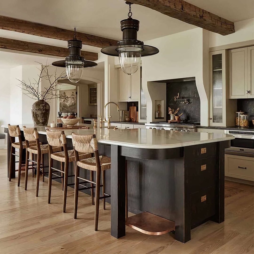 Wooden Bar Stools - Bar Stools For Kitchen Island in a modern kitchen with stylish decor and natural wood elements.