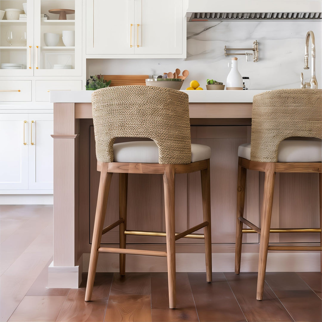 Wooden Bar Stools - Bar Stools For Kitchen Island in a modern kitchen setting with elegant design.