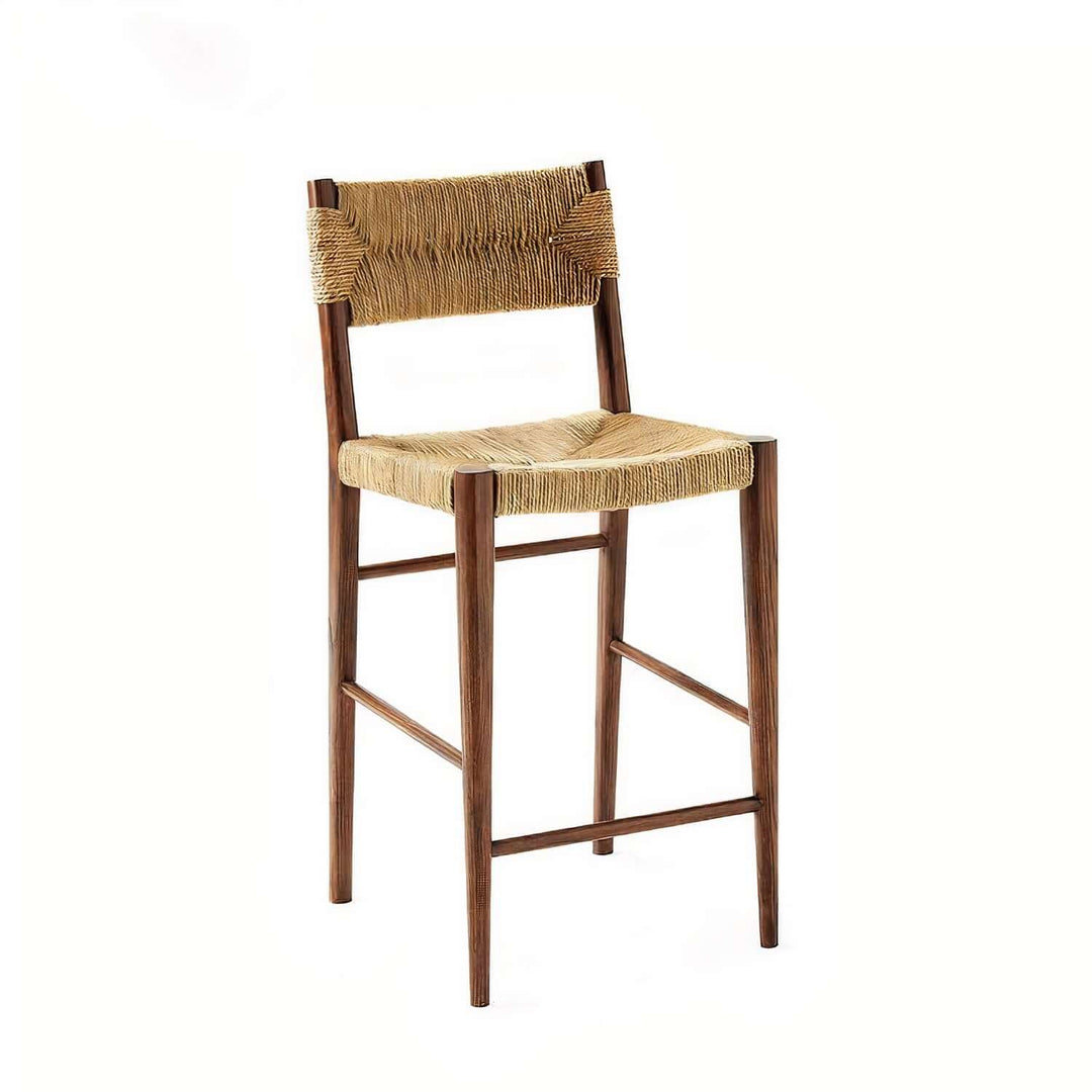 Wooden Bar Stools - Bar Stools For Kitchen Island with woven rattan seat and sturdy wooden frame.