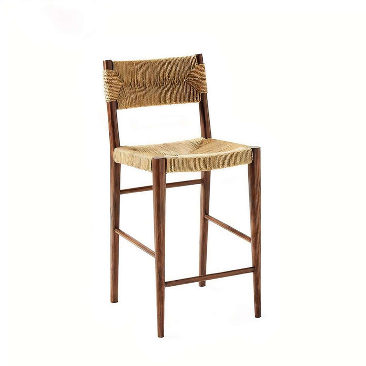 Wooden Bar Stools - Bar Stools For Kitchen Island with woven rattan seat and sturdy wooden frame.