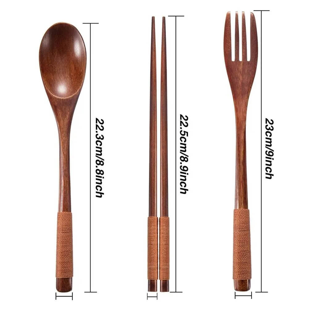 Wooden Cutlery Set | Spoon Fork Chopsticks — Japanese Tableware