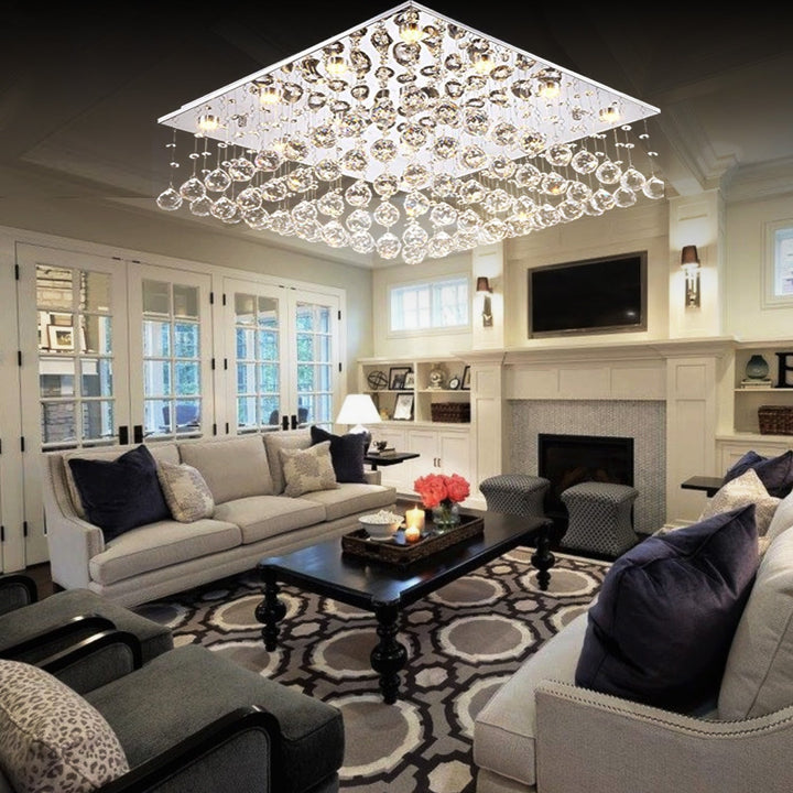 Naomi Square Low Ceiling Raindrop Crystal Chandelier