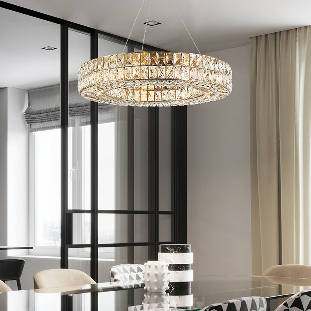 Addie One Ring Crystal Chandelier 