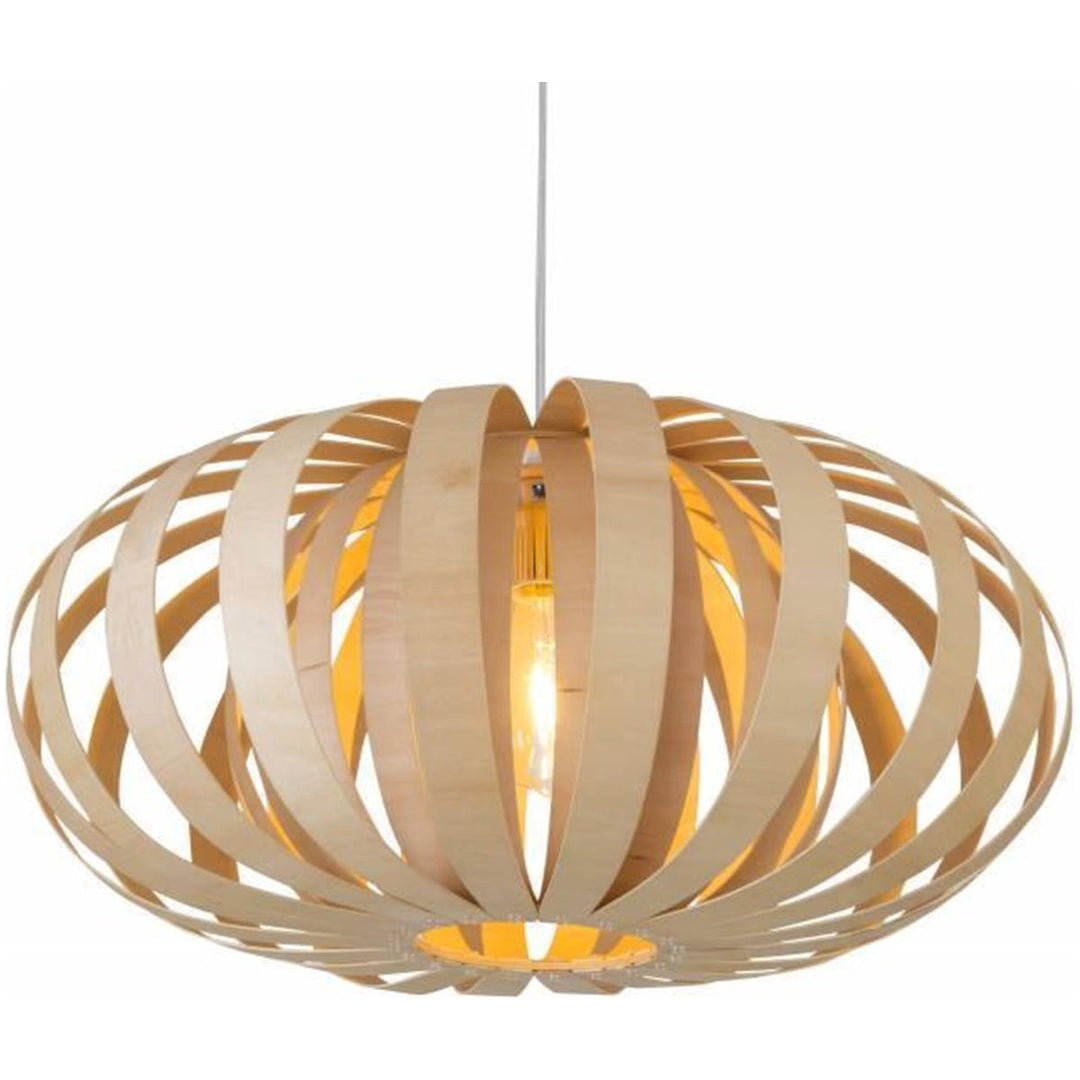 Meriah Bamboo Wicker Pumpkin Shade Pendant Light