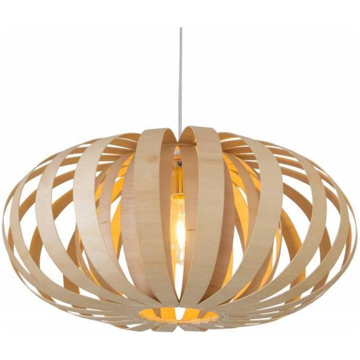 Meriah Bamboo Wicker Pumpkin Shade Pendant Light