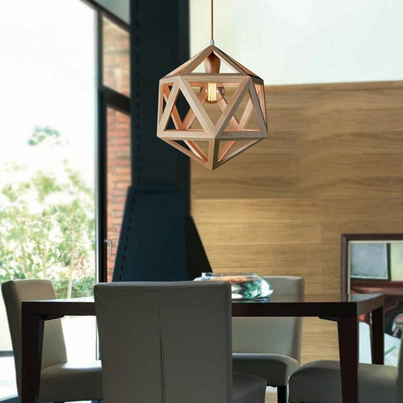 Juniper Geometric Wooden Modern Pendant Light