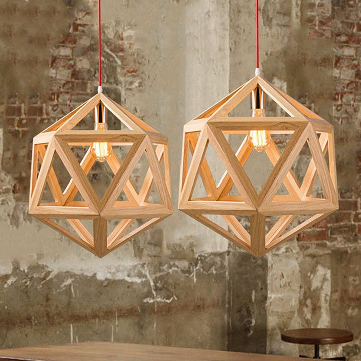 Juniper Geometric Wooden Modern Pendant Light