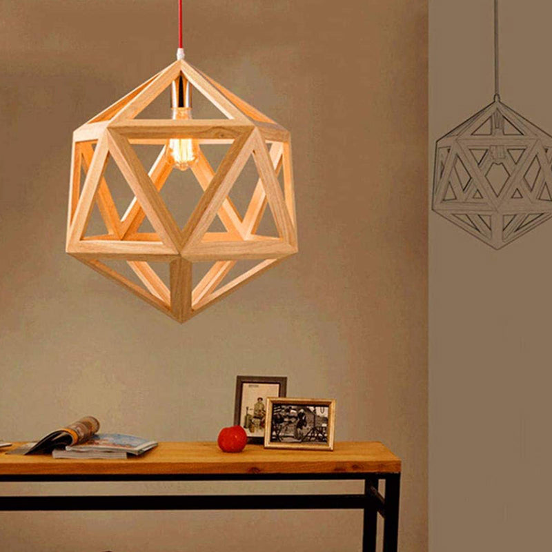 Juniper Geometric Wooden Modern Pendant Light