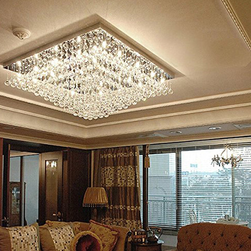 Naomi Square Low Ceiling Raindrop Crystal Chandelier