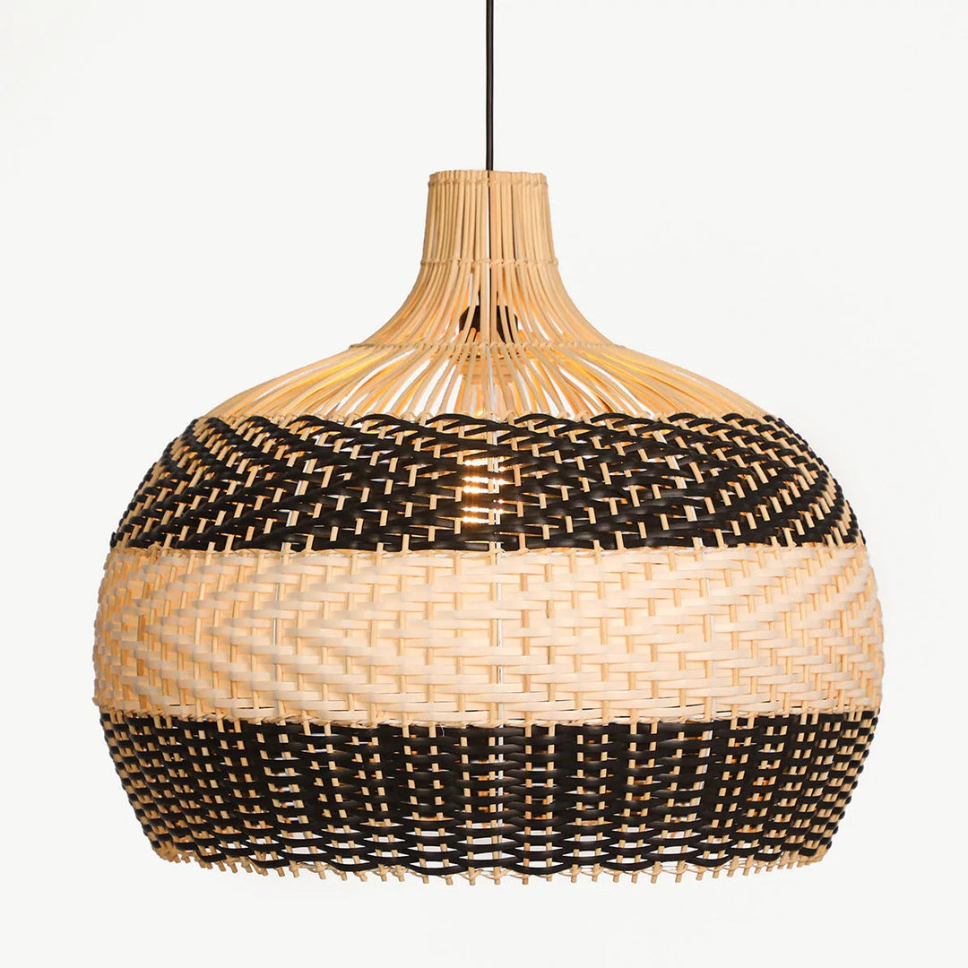 Aurelia Black & White Rattan Pendant Light