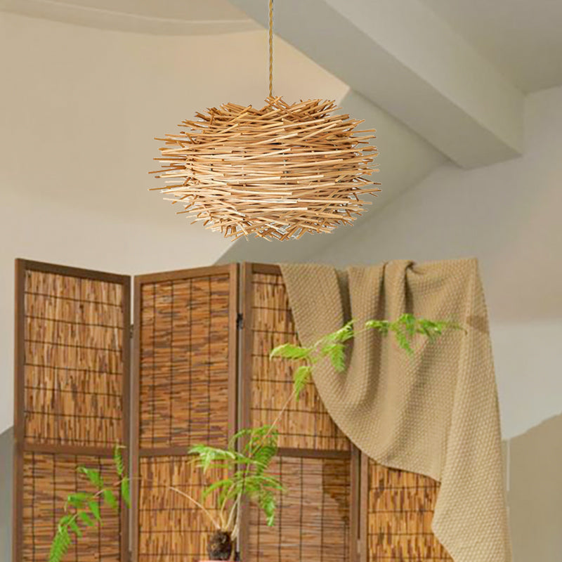 Sylvia Rattan Lamp Shade Rustic Woven Chandelier