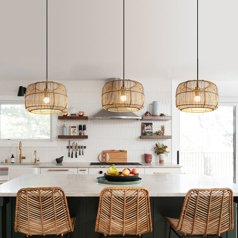 Jessi Lantern Shape Bamboo Pendant Light