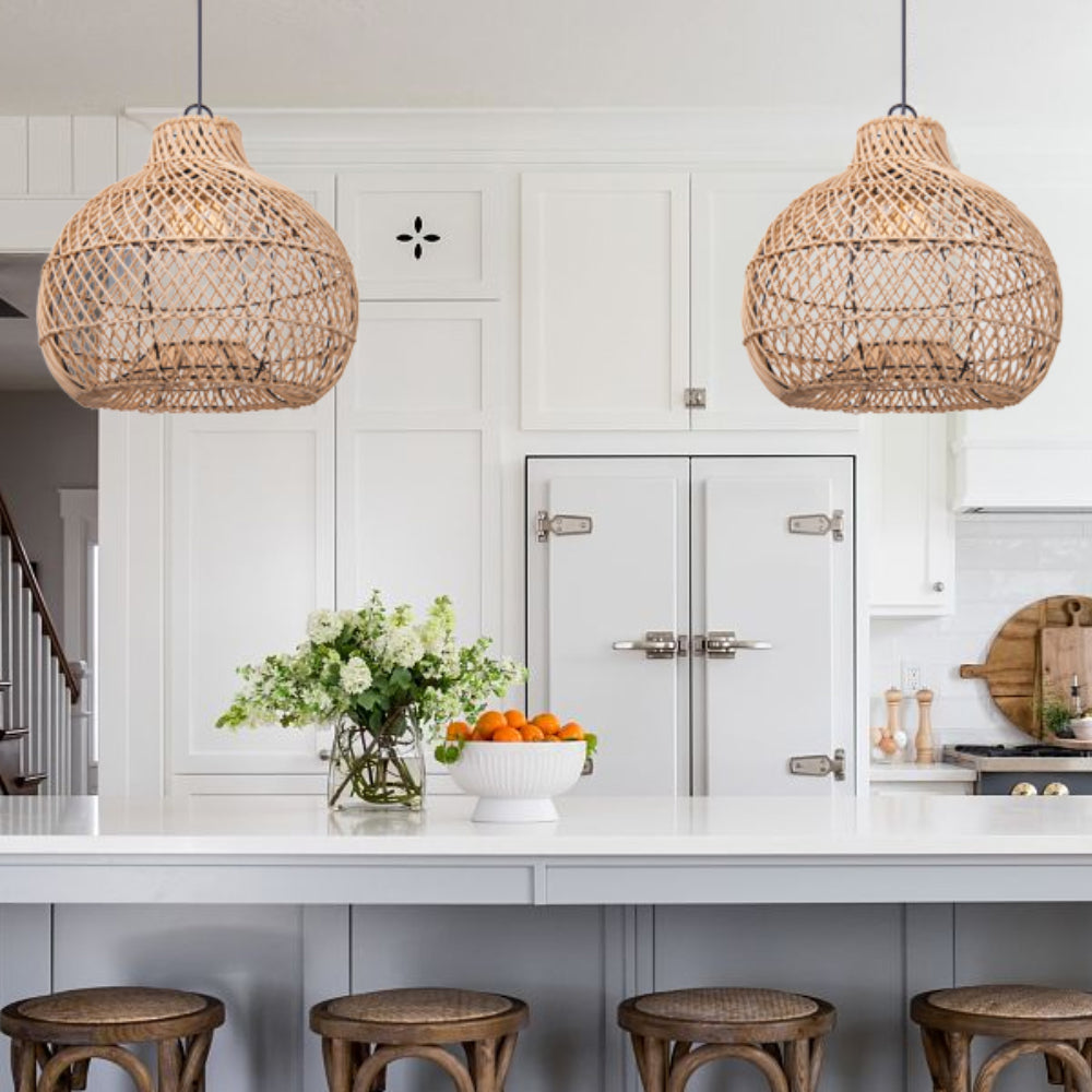 Elinor Wicker Farmhouse Kitchen Lighting Pendant Light