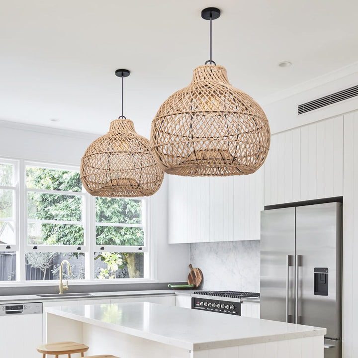 Elinor Wicker Farmhouse Kitchen Lighting Pendant Lamp