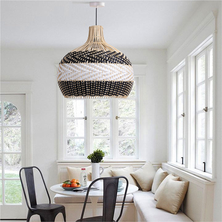 Aurelia Black & White Rattan Pendant Light