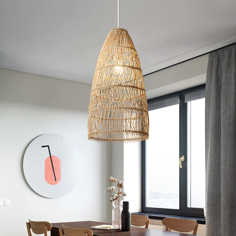 Hart Natural Rattan Single Bell Pendant Lights