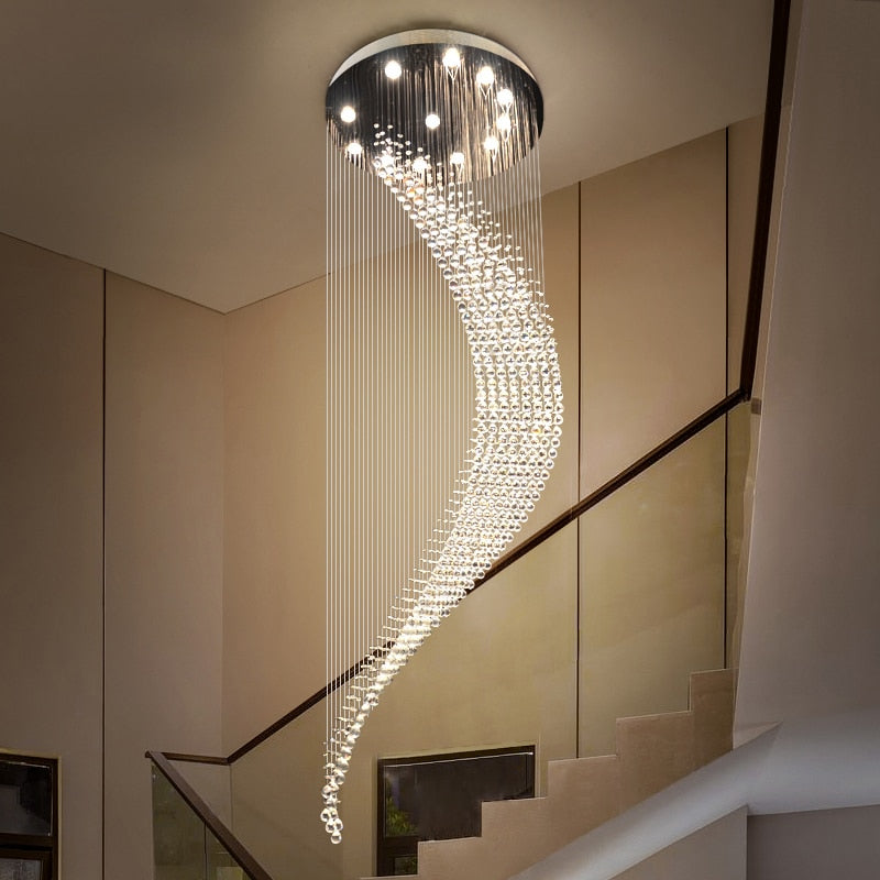 Crystal Luxury Golden Spiral Chandelier