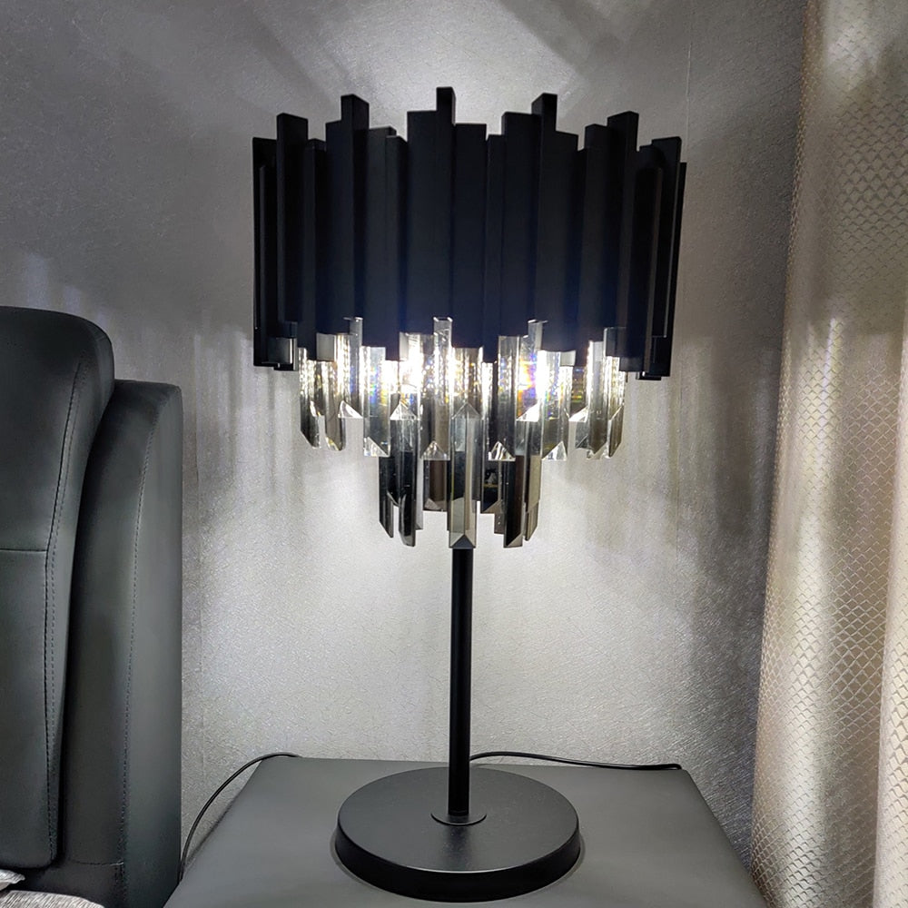 Evalina Black Crystal Luxury Table Lamp