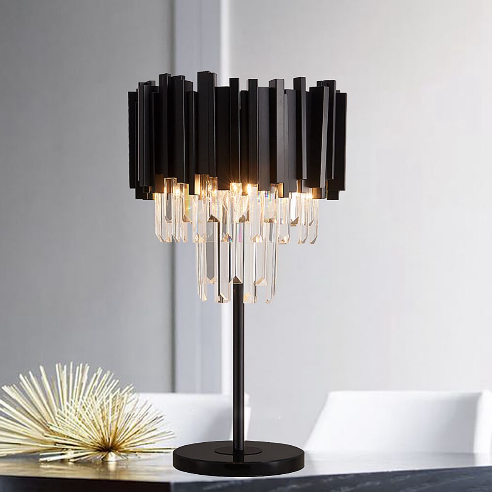 Evalina Black Crystal Luxury Table Lamp