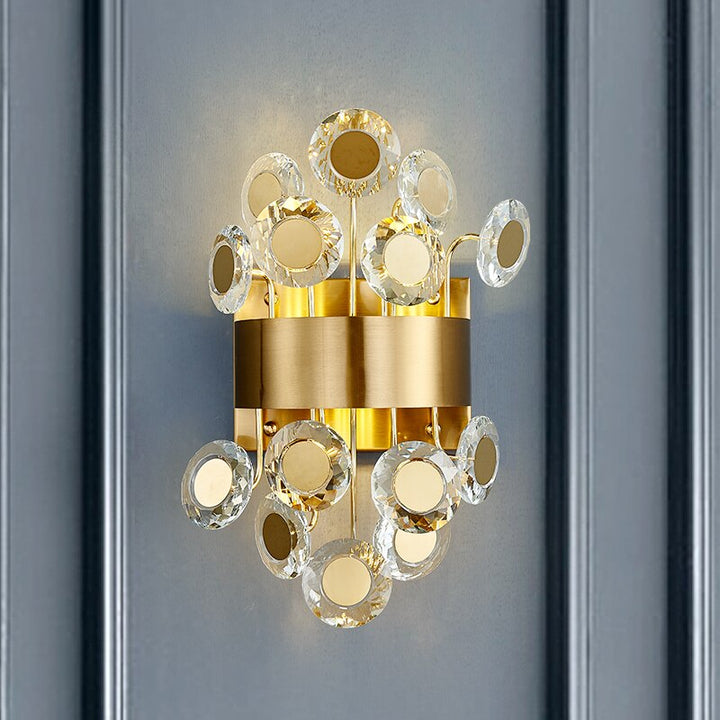 Tazia Golden Crystal Flowers Wall Light