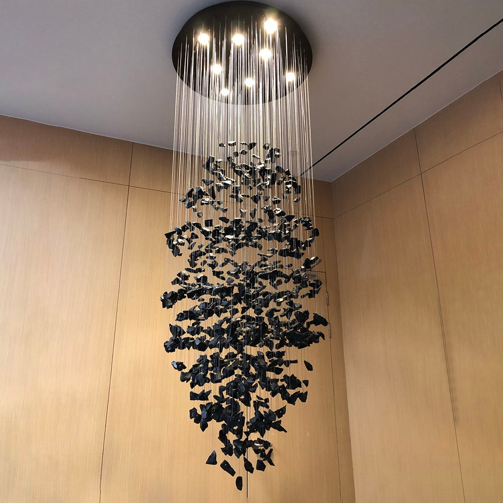 Aubree Crystal Charcoal Tower Chandelier