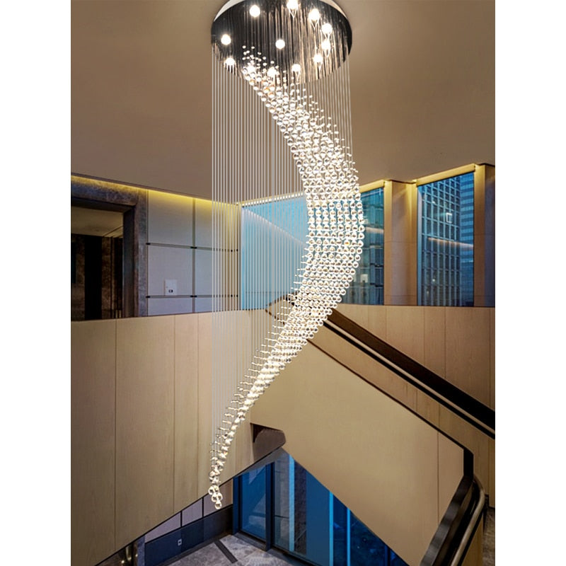 Crystal Luxury Golden Spiral Chandelier