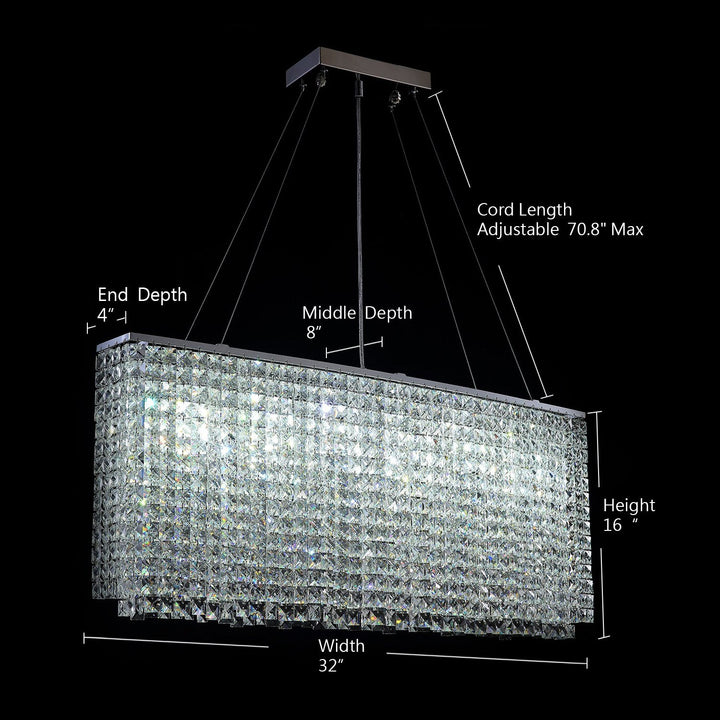 Beatrix Rectangular Raindrop Crystal Pendant Light