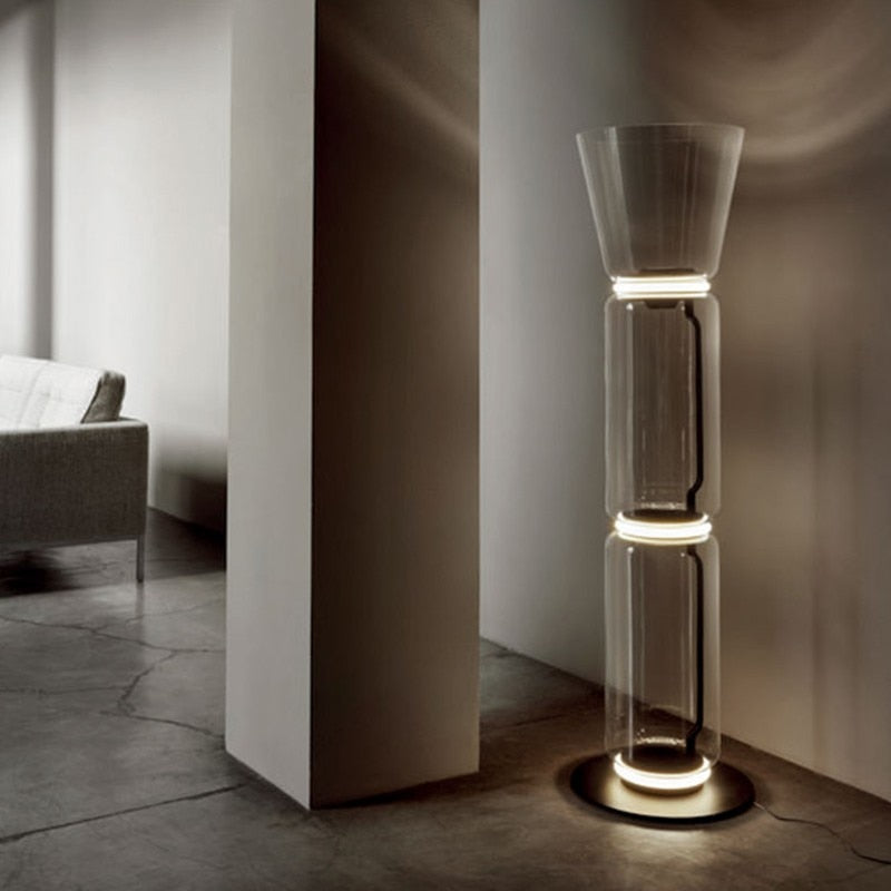 Celine Glass Tubular Reflecting Floor Lamps