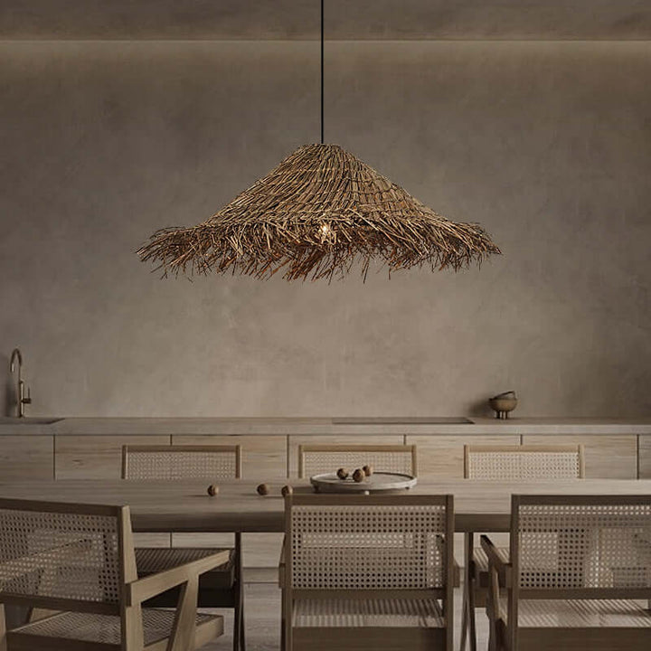 Winslet Rattan Tassell Straw Hat Pendant Lights