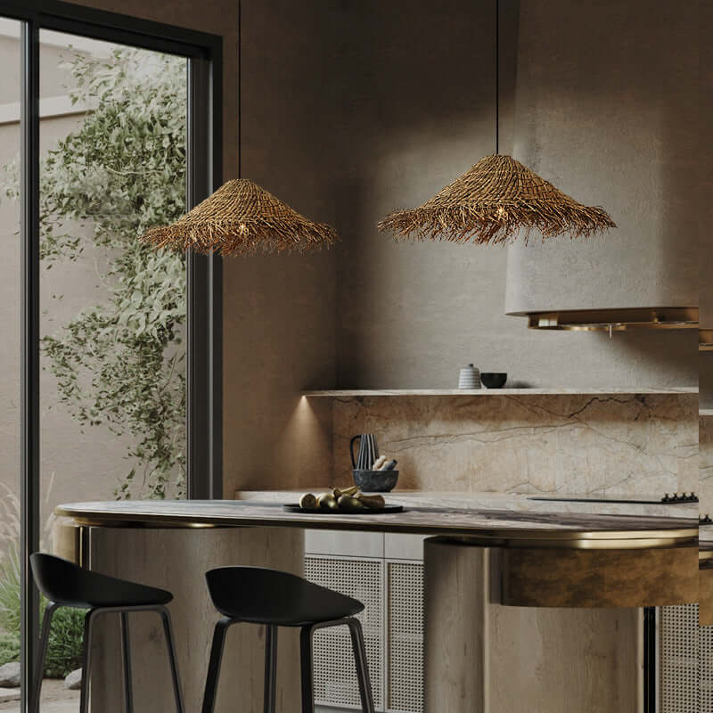 Rattan Pendant Light | Woven Seagrass Ceiling Light — Coastal Living Room