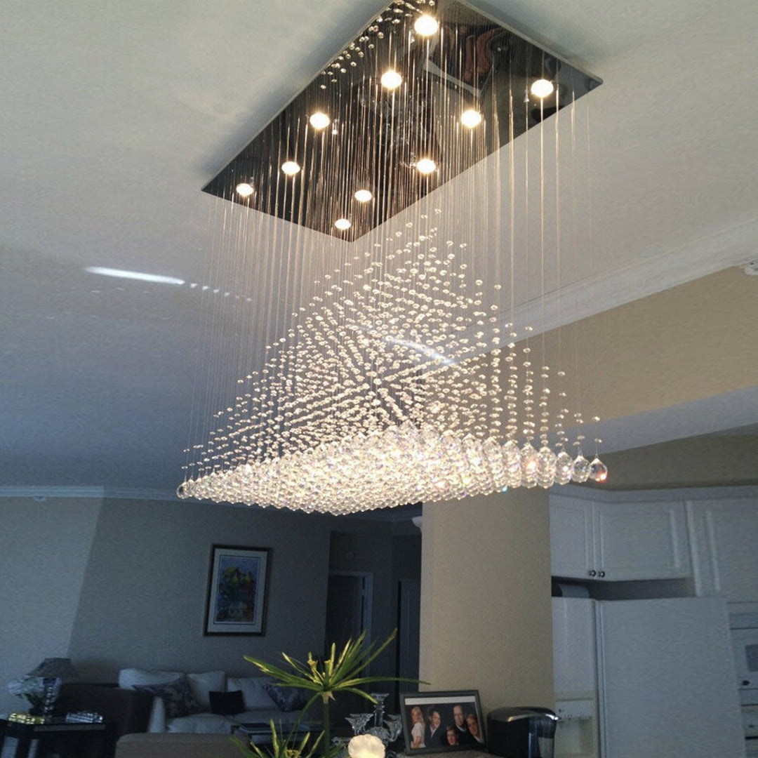 Henrietta Rectangular Raindrop Crystal Ceiling Lights